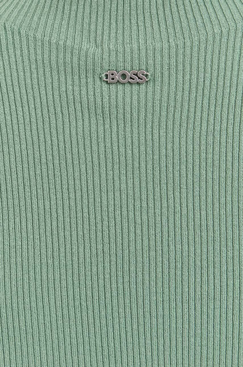 Boss vesta culoarea verde light cu turtleneck - Pled.ro