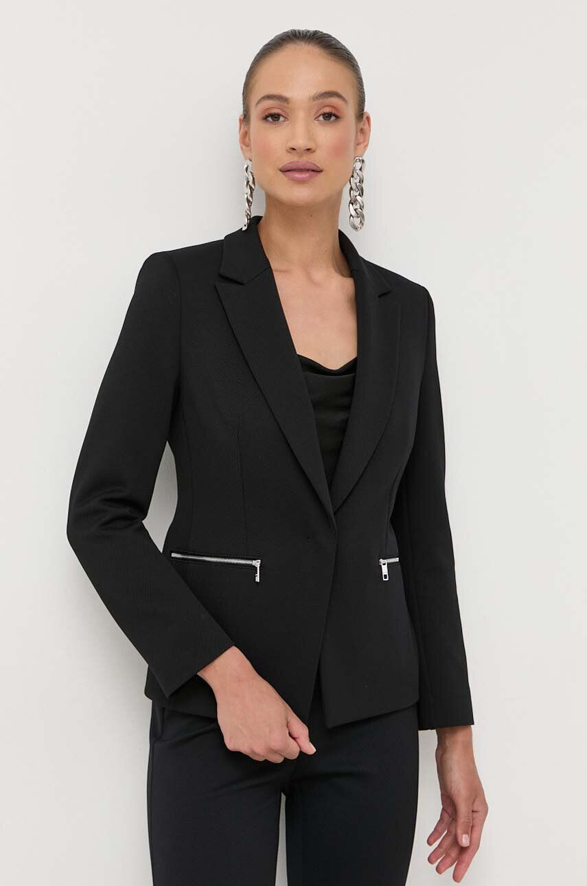 Boss sacou culoarea negru un singur rand de nasturi neted - Pled.ro