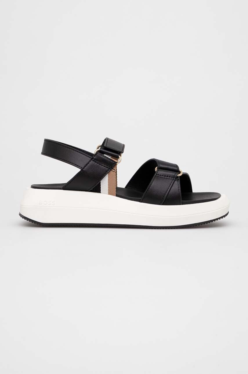 Boss sandale Jess Sandal-FL femei culoarea negru cu platforma 50493086 - Pled.ro