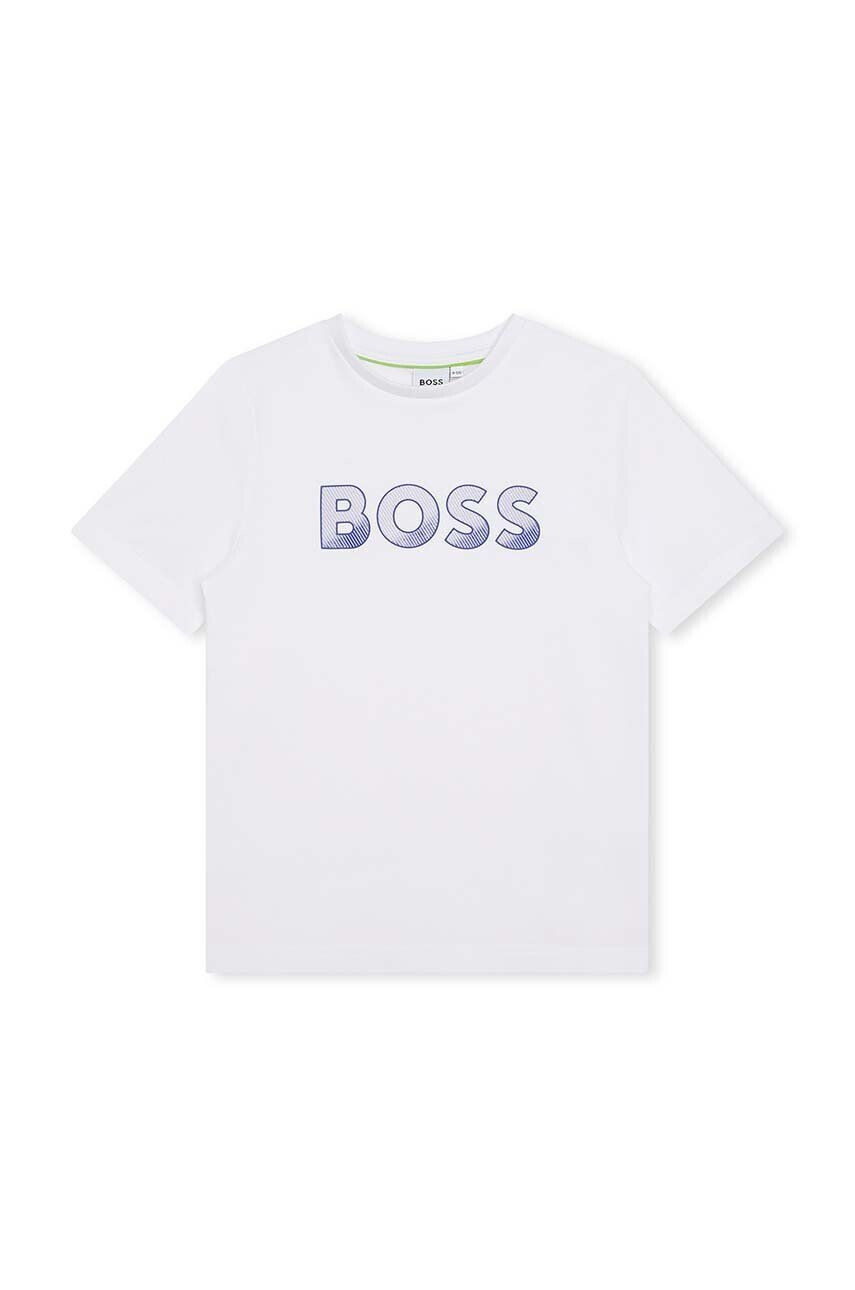 Boss tricou de bumbac pentru copii culoarea alb cu imprimeu - Pled.ro