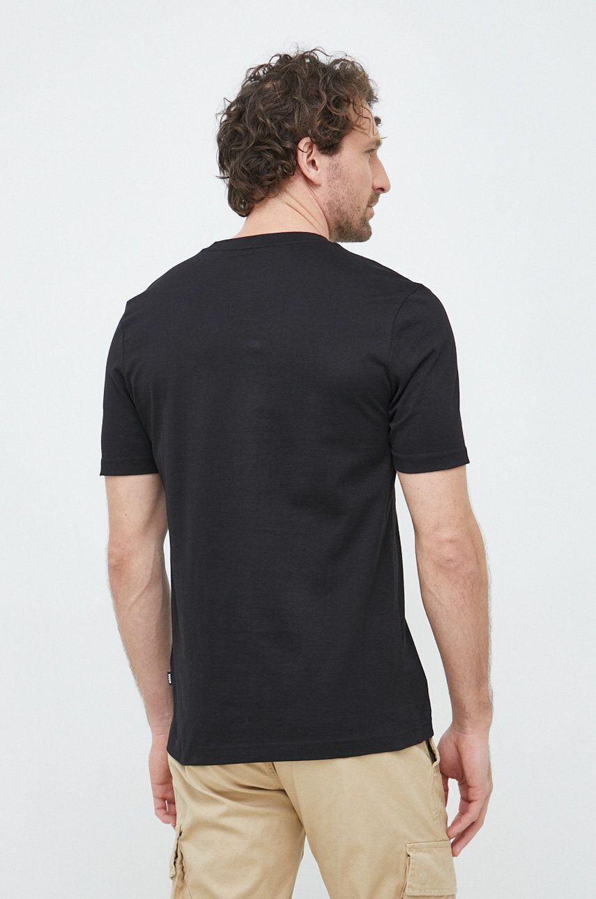 Boss tricou din bumbac culoarea negru cu imprimeu - Pled.ro