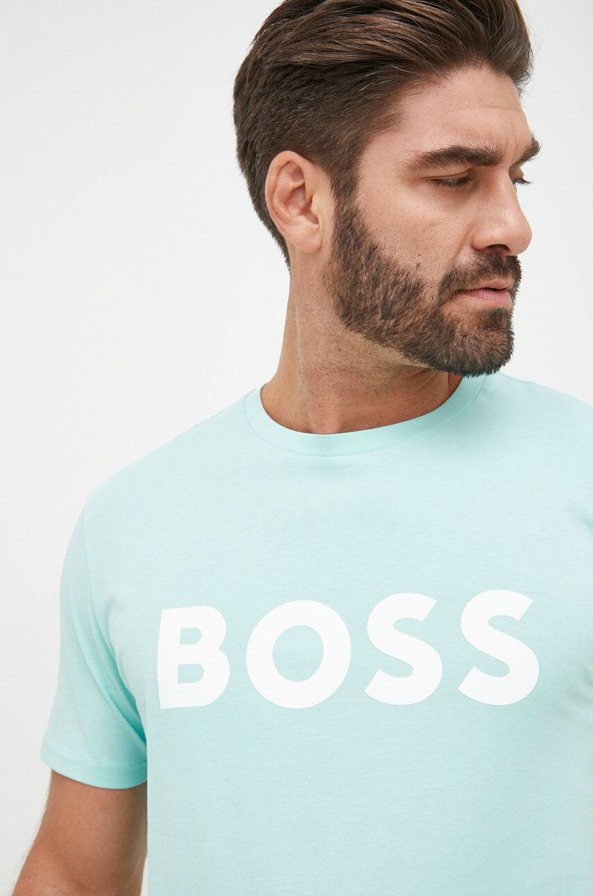 Boss Orange BOSS tricou din bumbac BOSS CASUAL barbati culoarea verde cu imprimeu - Pled.ro