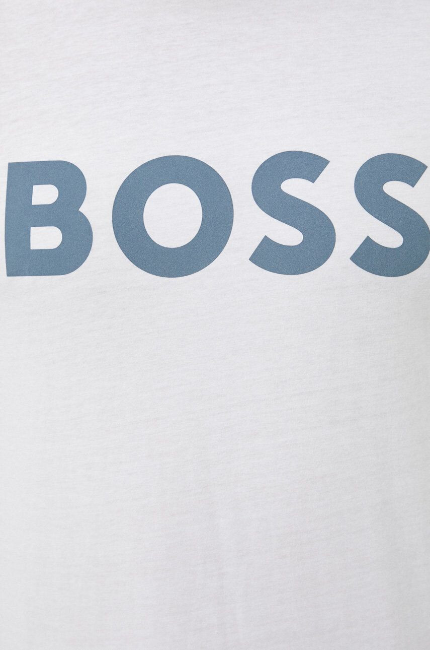 Boss Orange BOSS tricou din bumbac Boss Casual culoarea alb cu imprimeu - Pled.ro