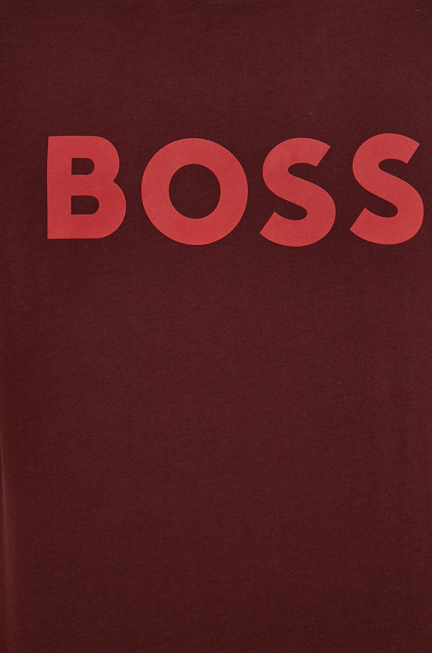 Boss Orange BOSS tricou din bumbac BOSS CASUAL barbati culoarea bordo cu imprimeu - Pled.ro