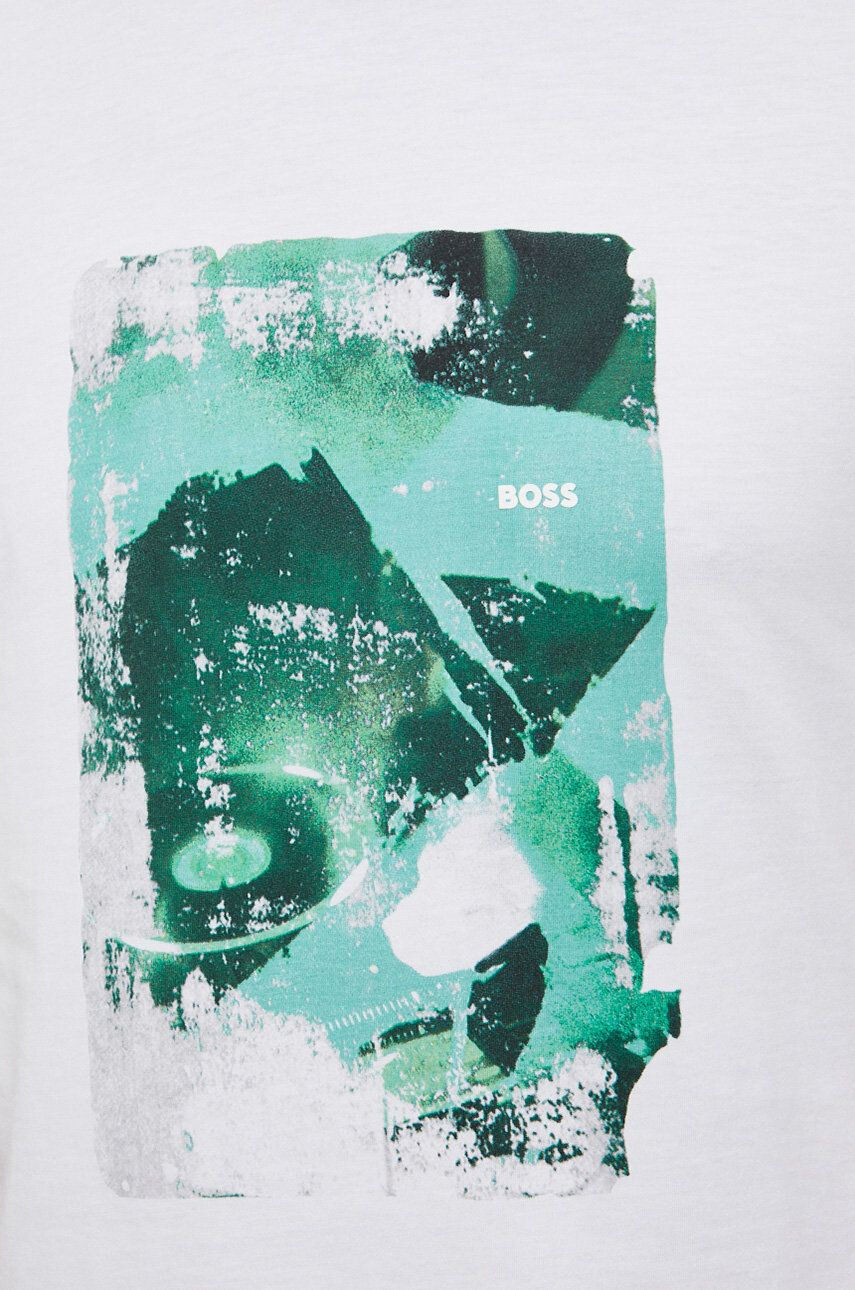 Boss Orange BOSS tricou din bumbac culoarea alb cu imprimeu - Pled.ro