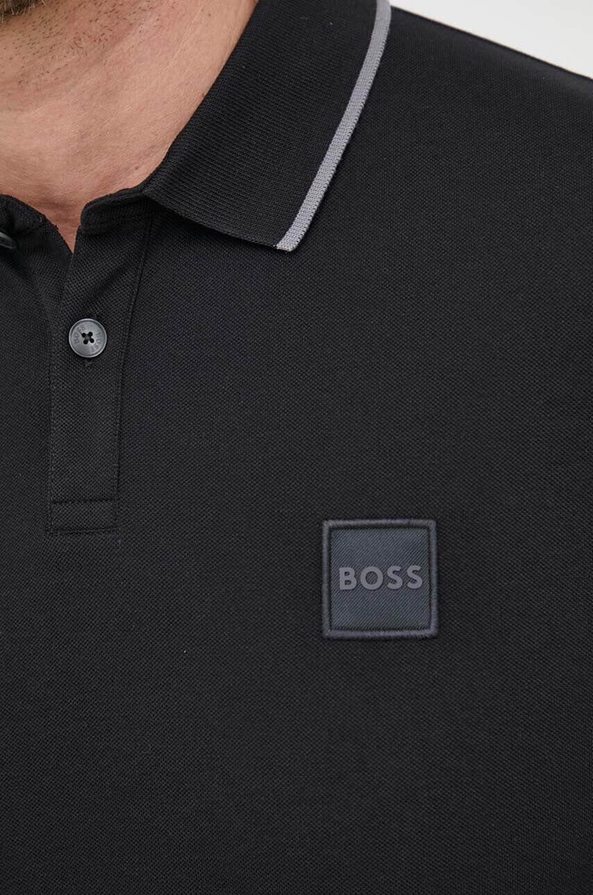 Boss Orange BOSS tricou polo BOSS CASUAL barbati culoarea negru neted - Pled.ro