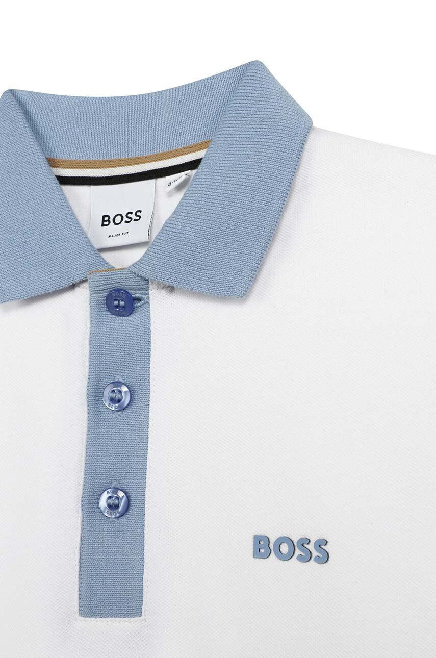 Boss tricou polo copii culoarea alb - Pled.ro