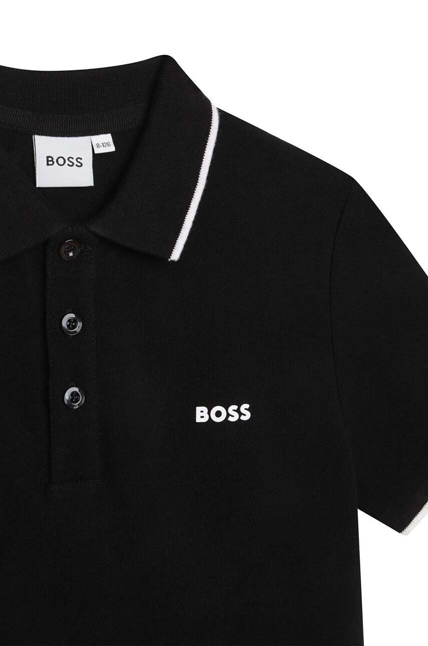 Boss tricouri polo din bumbac pentru copii culoarea negru cu imprimeu - Pled.ro