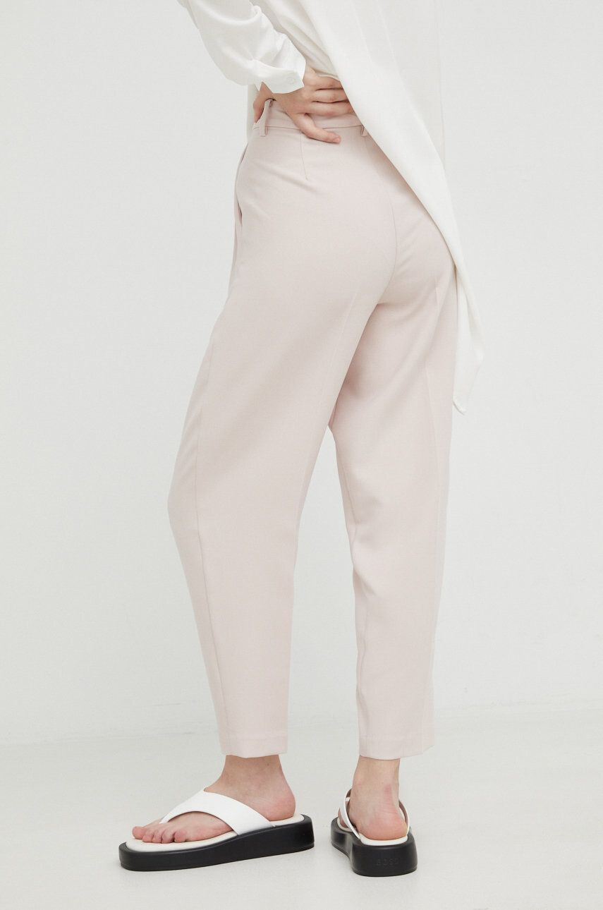 Bruuns Bazaar pantaloni femei culoarea roz drept high waist - Pled.ro