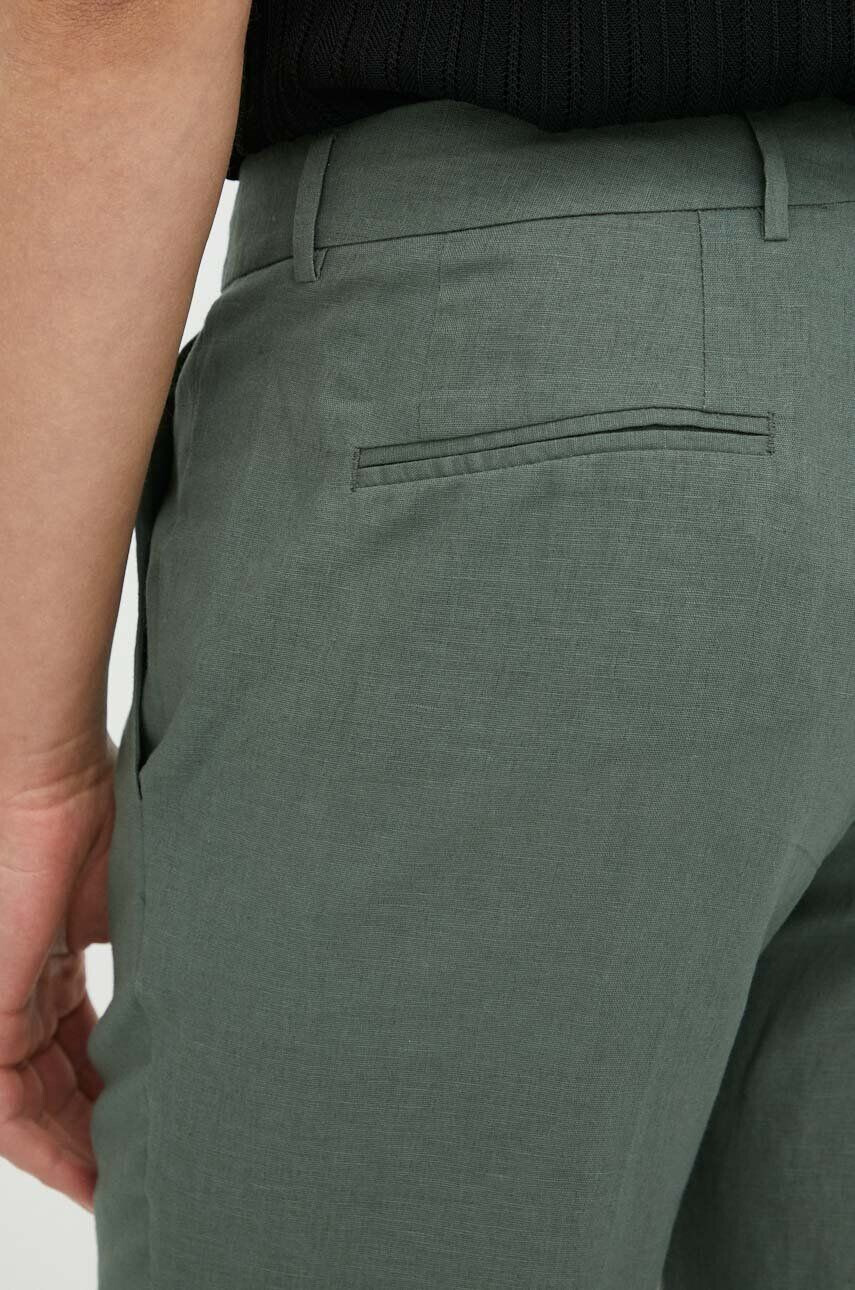 Bruuns Bazaar pantaloni din in culoarea verde drept - Pled.ro