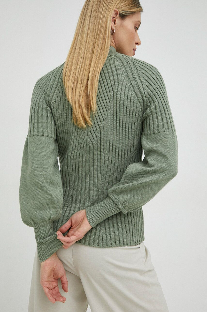 Bruuns Bazaar pulover femei culoarea verde cu turtleneck - Pled.ro