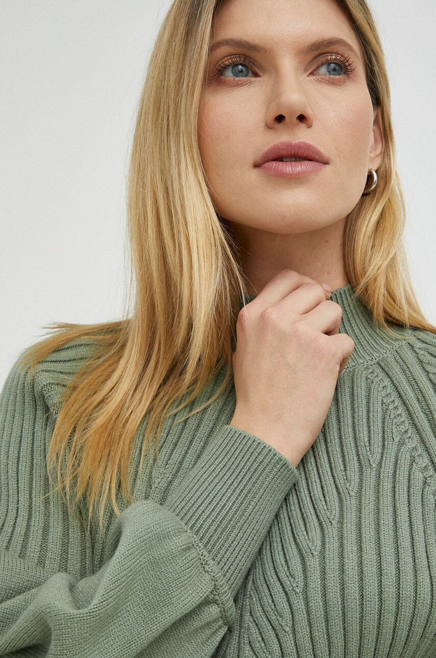 Bruuns Bazaar pulover femei culoarea verde cu turtleneck - Pled.ro