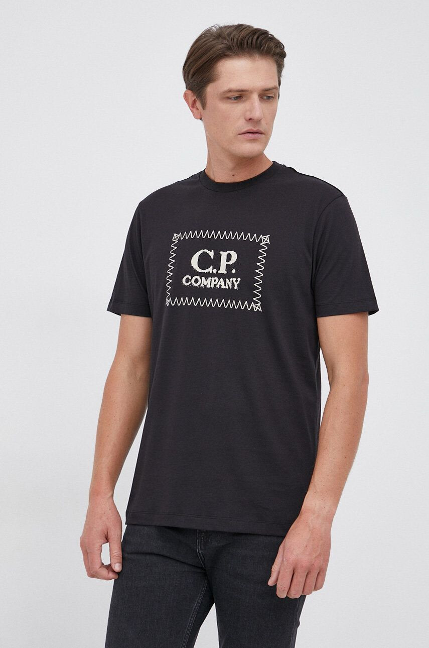 C.P. Company Tricou din bumbac culoarea negru cu imprimeu - Pled.ro