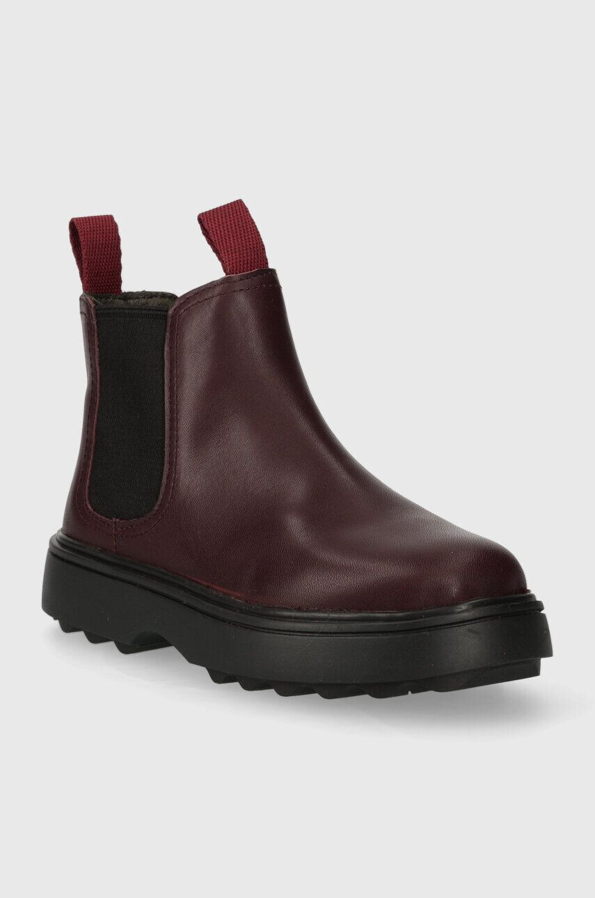 Camper cizme chelsea din piele pentru copii Norte Kids culoarea bordo - Pled.ro