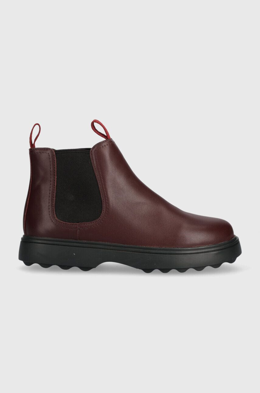 Camper cizme chelsea din piele pentru copii Norte Kids culoarea bordo - Pled.ro