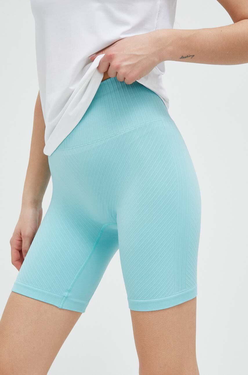 Casall pantaloni scurți de antrenament culoarea turcoaz neted high waist - Pled.ro