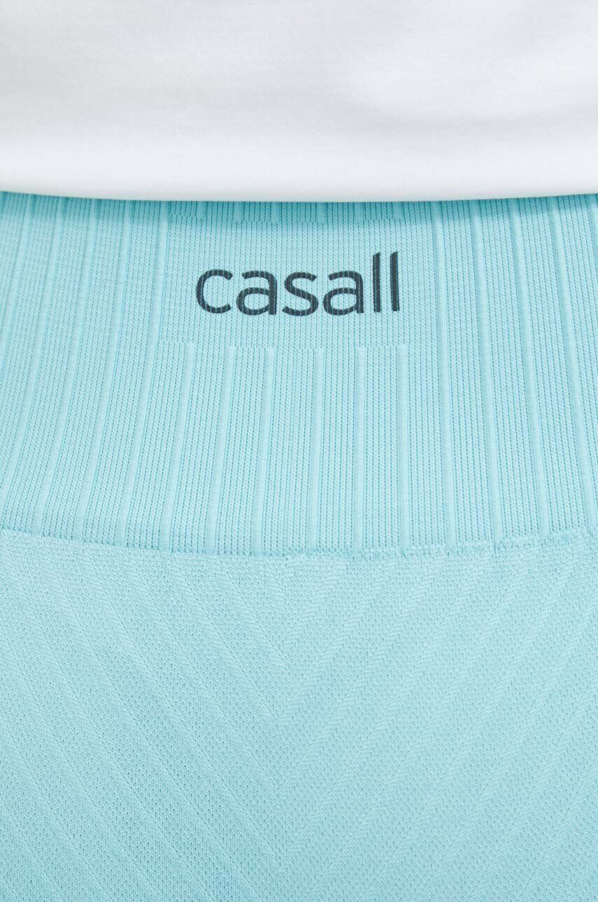 Casall pantaloni scurți de antrenament culoarea turcoaz neted high waist - Pled.ro