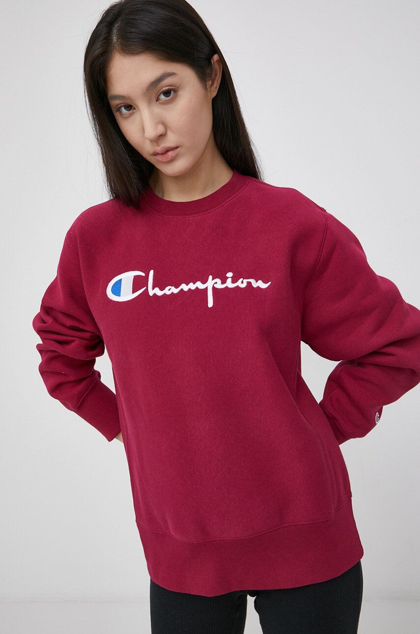 Champion Bluză 114612 femei culoarea bordo cu imprimeu - Pled.ro