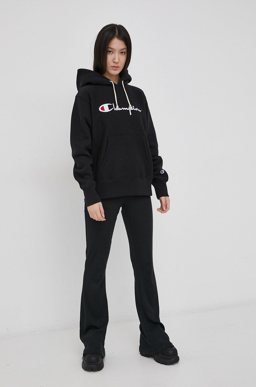 Champion Bluză 114788 femei culoarea negru cu imprimeu - Pled.ro