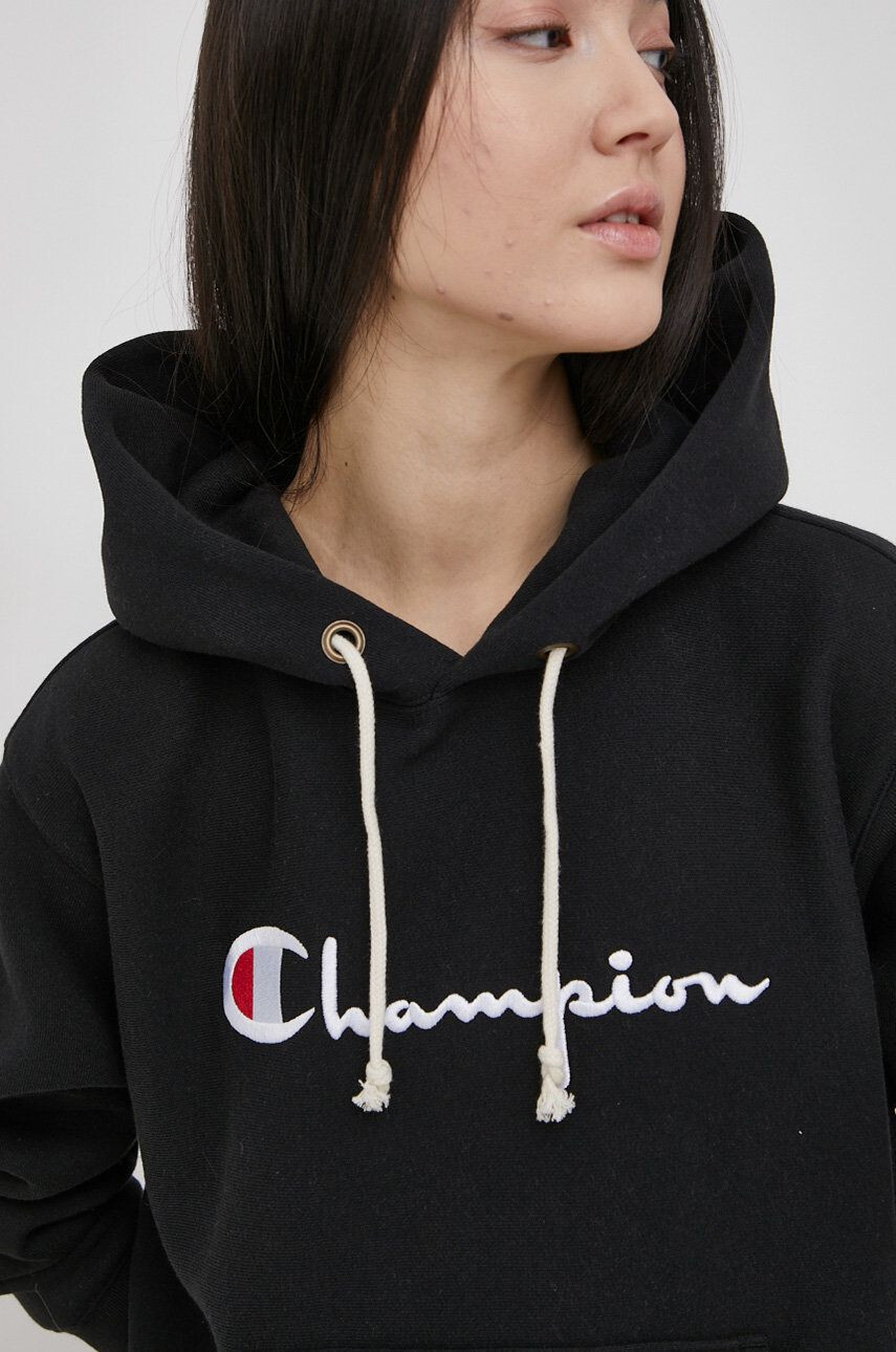 Champion Bluză 114788 femei culoarea negru cu imprimeu - Pled.ro