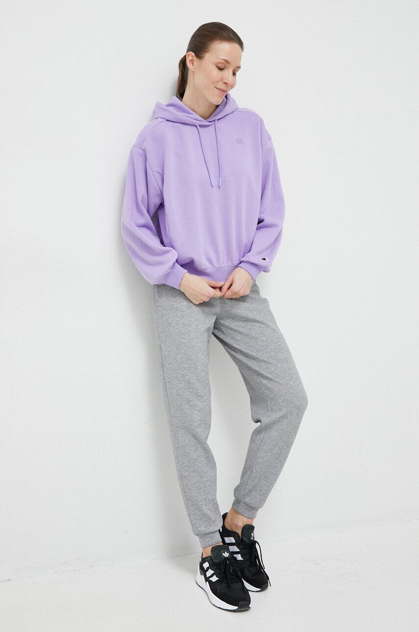 Champion bluza femei culoarea violet cu glugă neted - Pled.ro