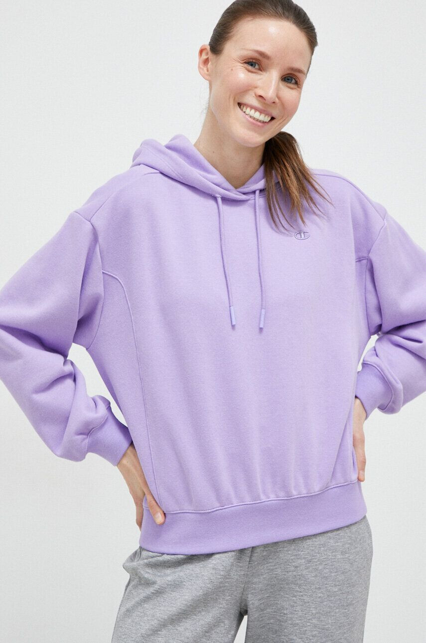 Champion bluza femei culoarea violet cu glugă neted - Pled.ro