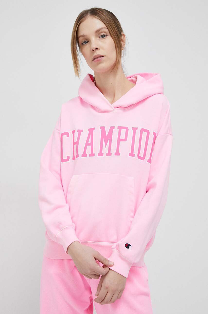 Champion bluza femei culoarea verde cu glugă neted - Pled.ro