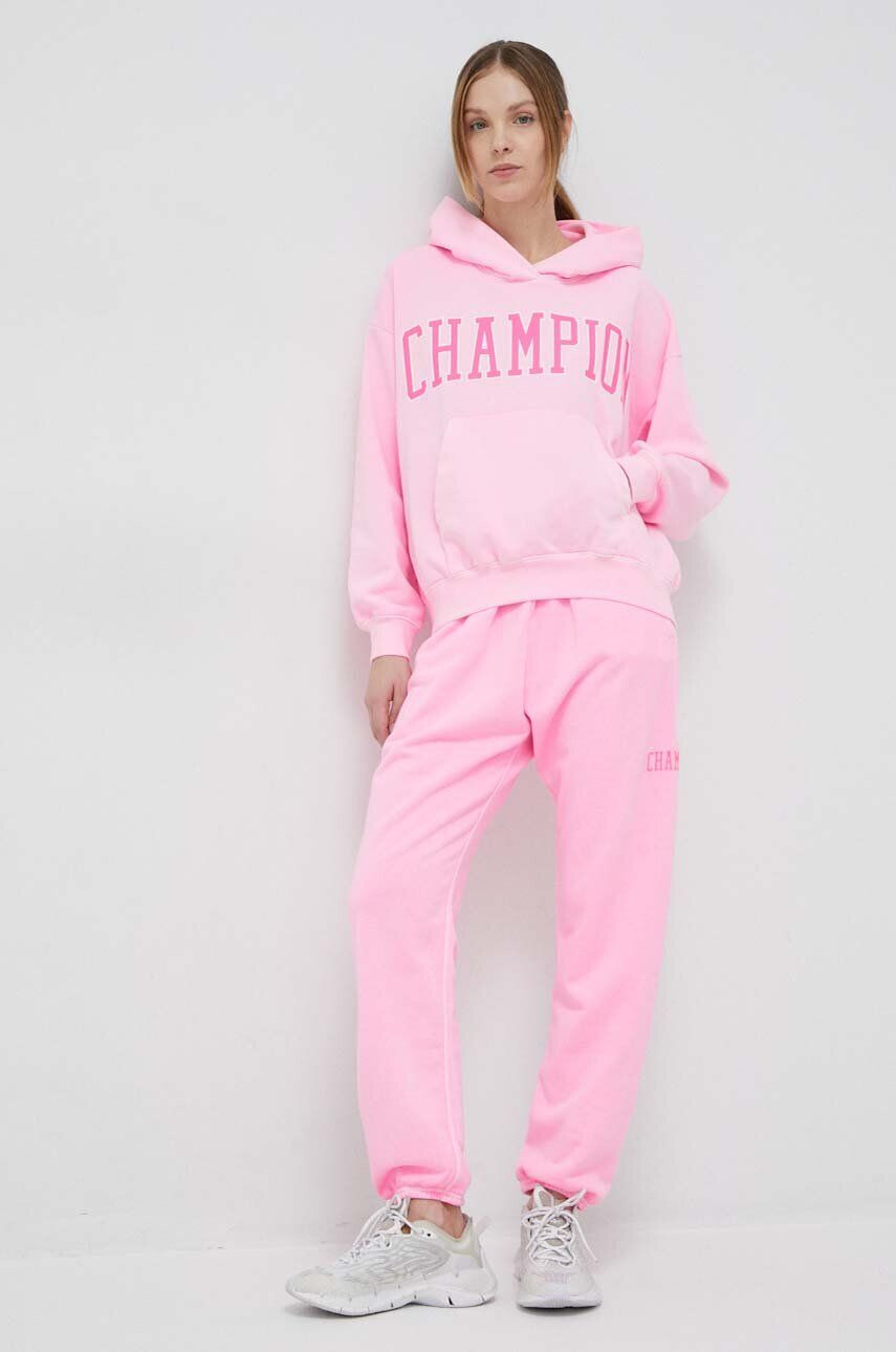 Champion bluza femei culoarea verde cu glugă neted - Pled.ro