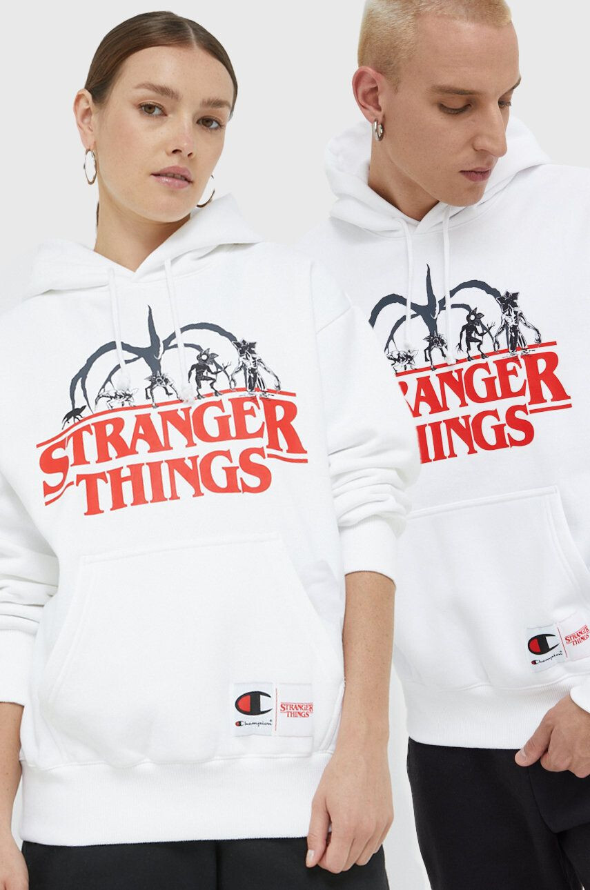 Champion bluza Xstranger Things culoarea alb cu imprimeu - Pled.ro