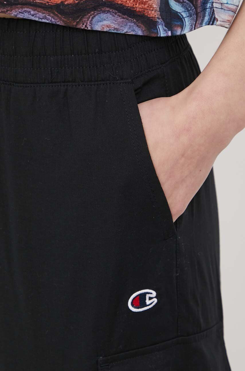 Champion pantaloni de bumbac 115340 femei culoarea negru neted - Pled.ro