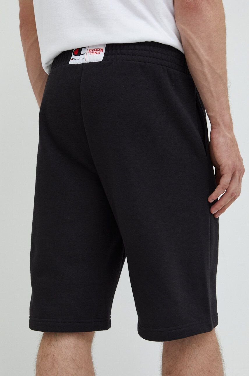 Champion pantaloni scurti Xstranger Things culoarea negru cu imprimeu - Pled.ro