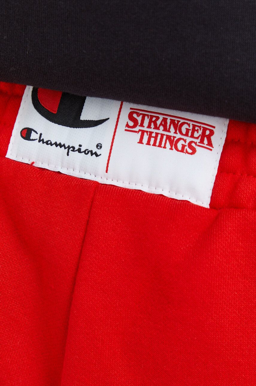 Champion pantaloni scurti Xstranger Things culoarea rosu cu imprimeu - Pled.ro