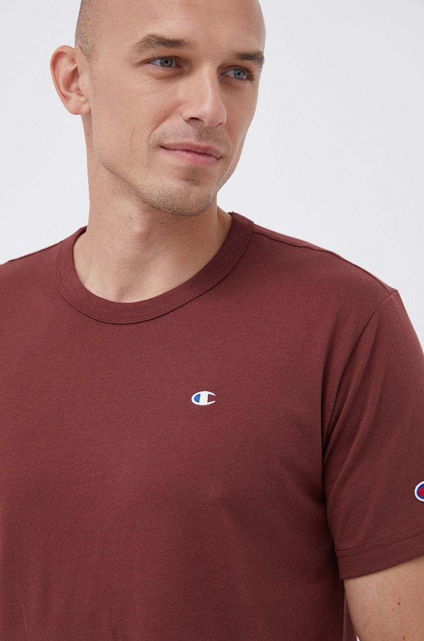 Champion Tricou din bumbac 216545 culoarea maro material neted - Pled.ro