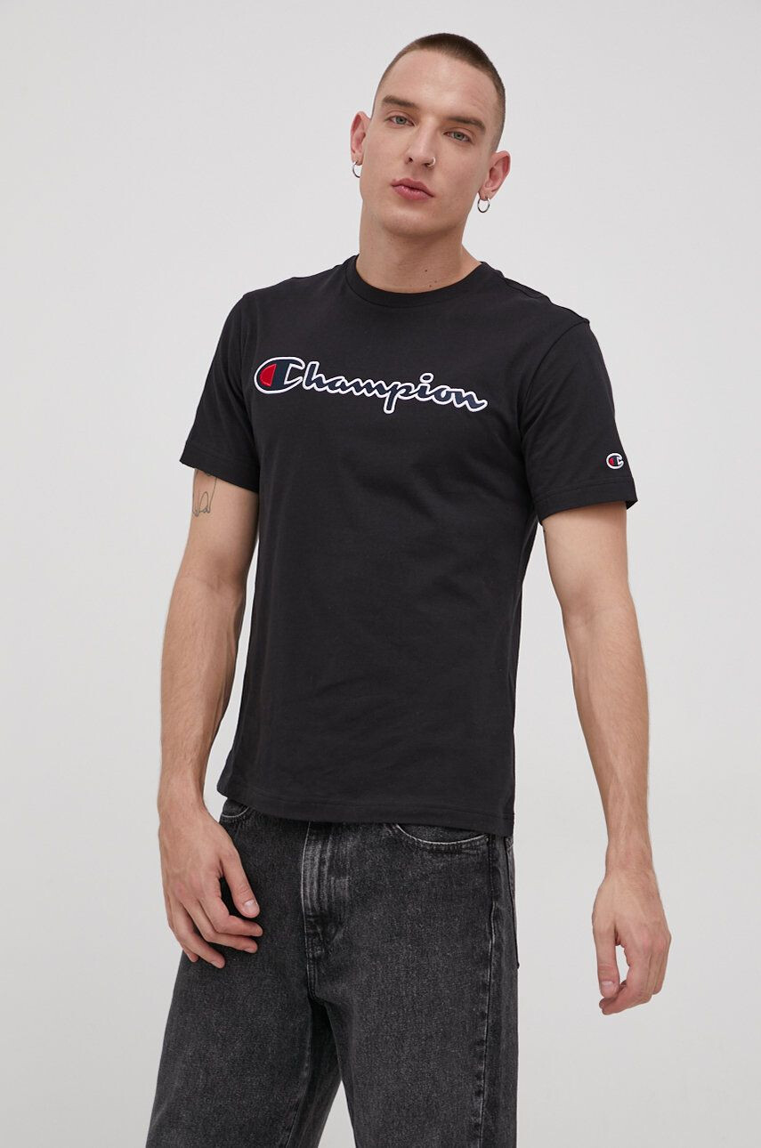 Champion tricou din bumbac culoarea negru neted - Pled.ro