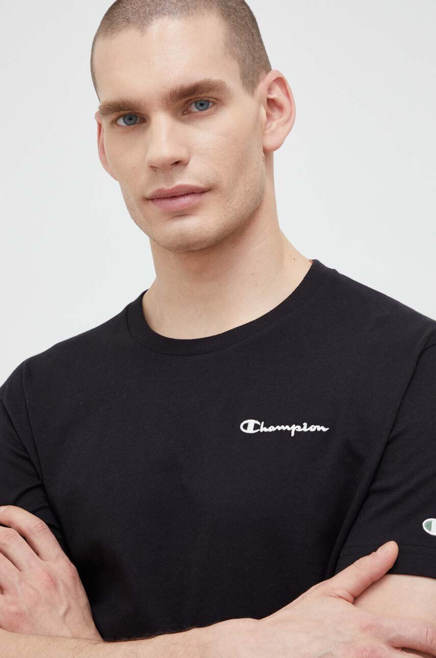 Champion tricou din bumbac culoarea negru neted - Pled.ro