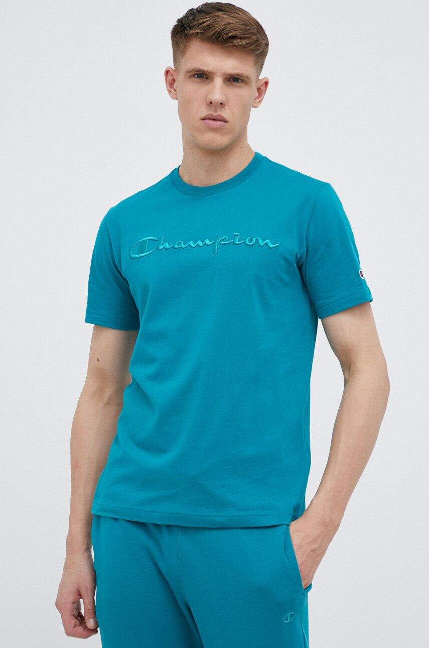 Champion tricou din bumbac culoarea verde neted - Pled.ro