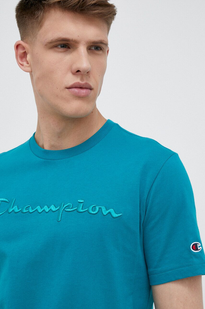 Champion tricou din bumbac culoarea verde neted - Pled.ro