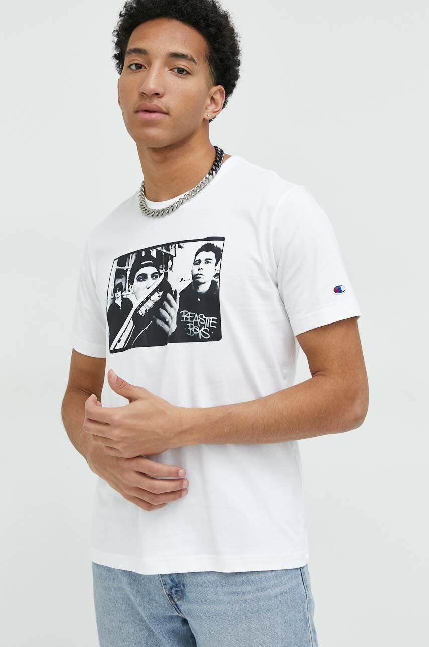 Champion tricou din bumbac x Beastie Boys culoarea alb cu imprimeu - Pled.ro