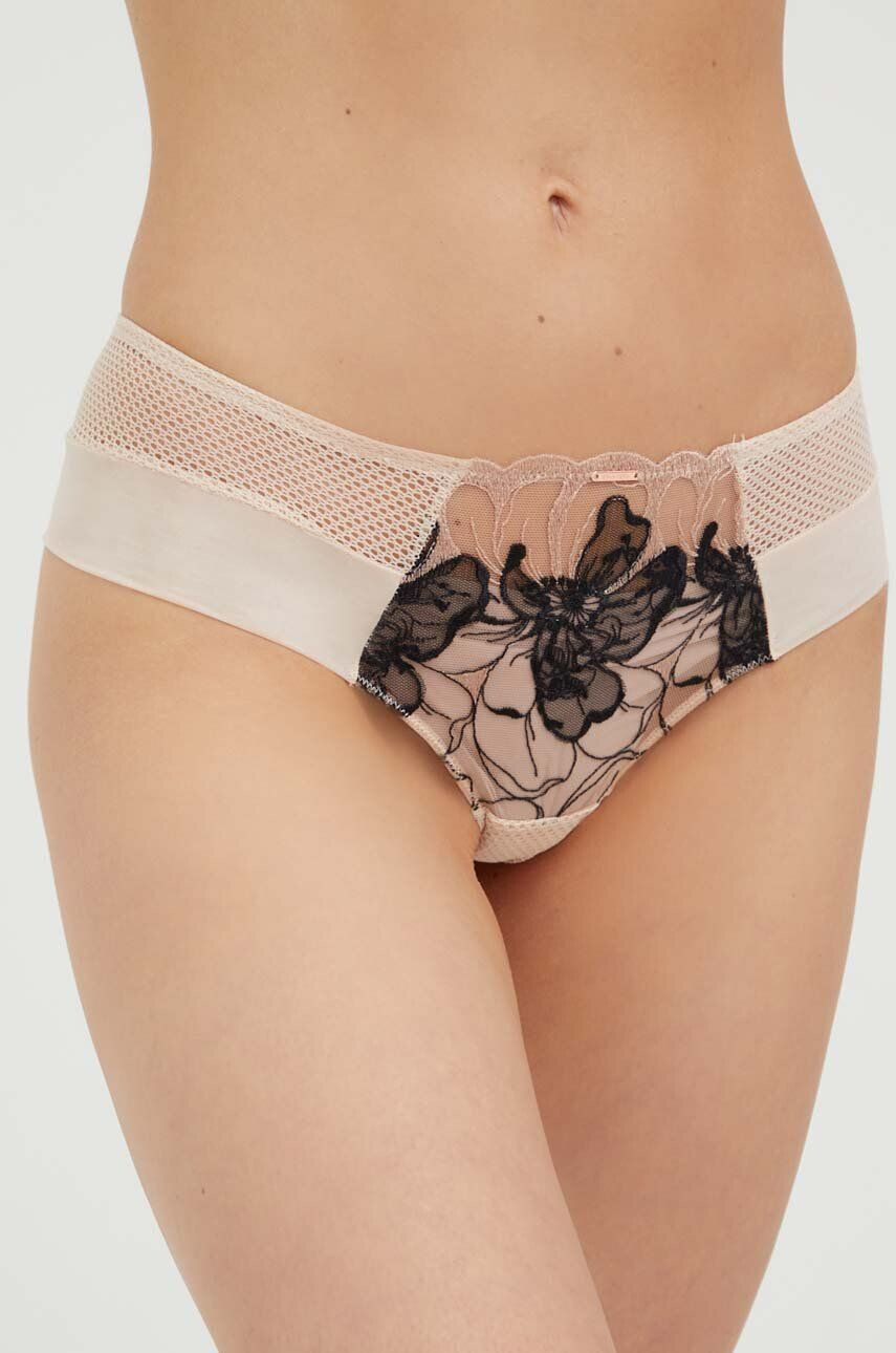 Chantelle chiloti brazilieni culoarea bej transparent - Pled.ro