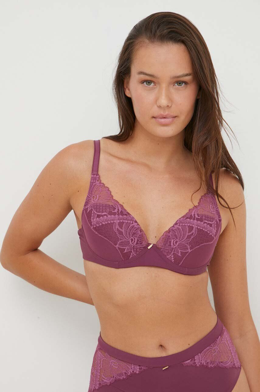 Chantelle sutien culoarea violet satin neted - Pled.ro