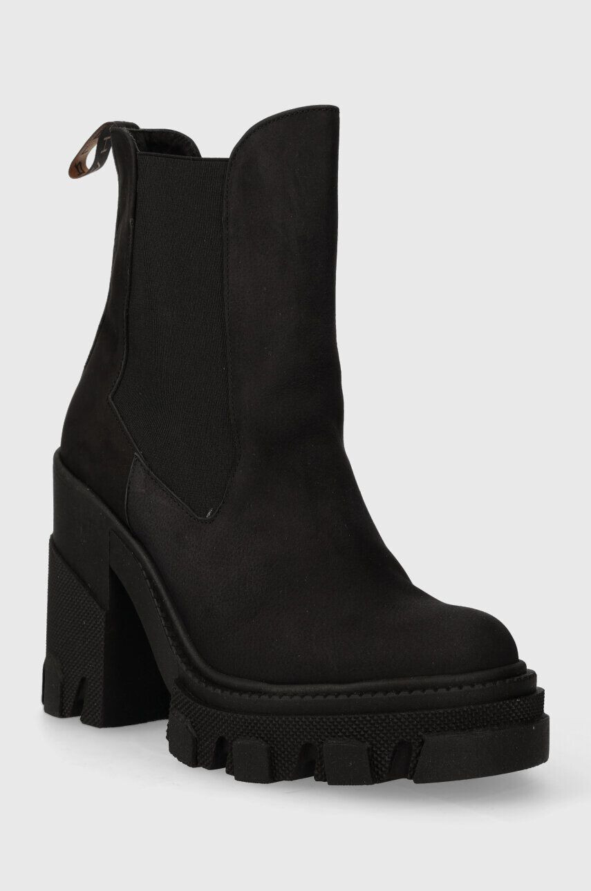 Charles Footwear botine din piele intoarsa Betsy femei culoarea negru cu toc drept Betsy.Boots.Black - Pled.ro