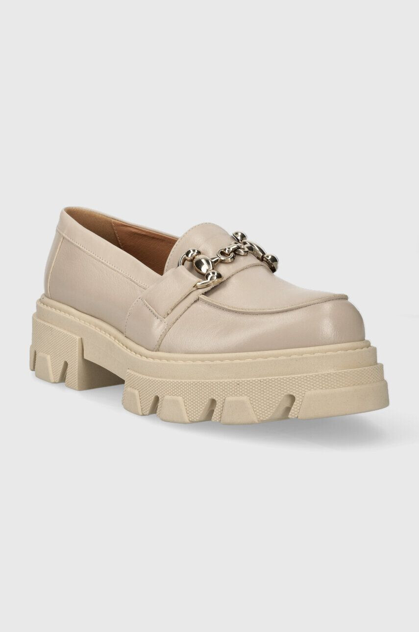 Charles Footwear mocasini de piele Vloglola femei culoarea bej cu platforma Vloglola.Loafer.Beige - Pled.ro