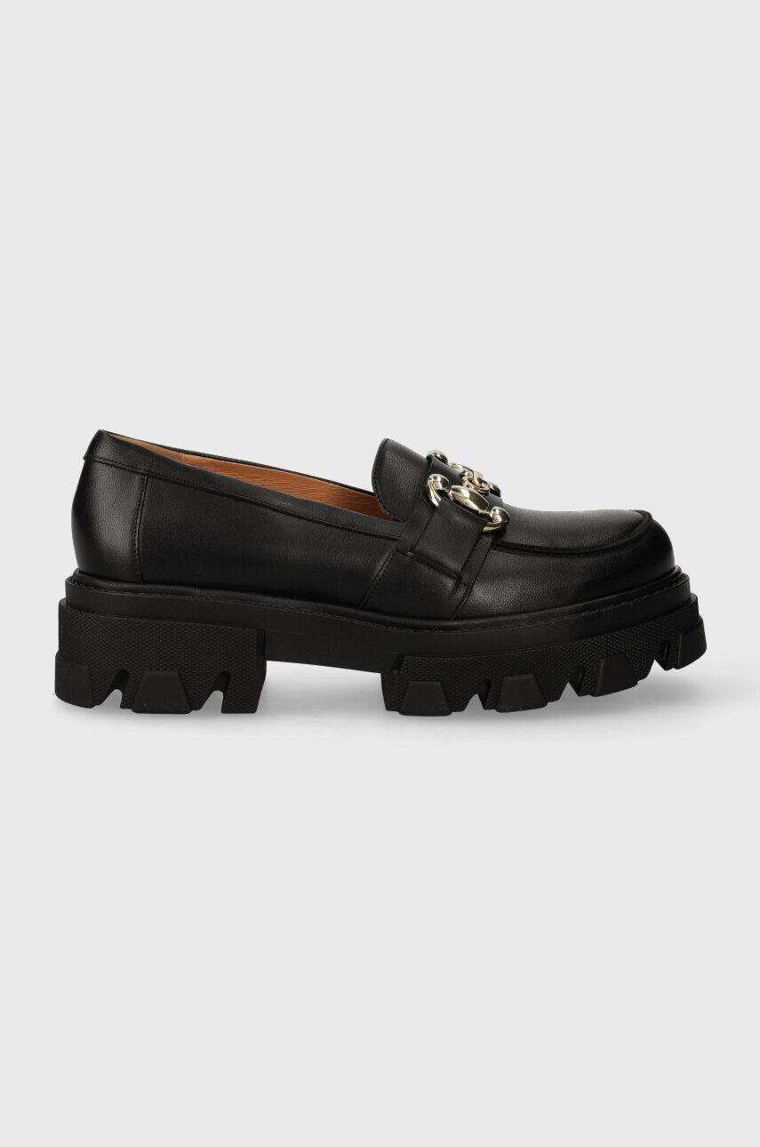 Charles Footwear mocasini de piele Vloglola femei culoarea negru cu platforma Vloglola.Loafer.Black - Pled.ro