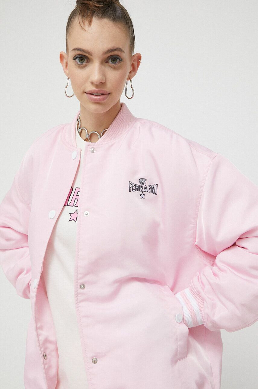 Chiara Ferragni geaca bomber Ferragni Stretch femei culoarea roz de tranzitie - Pled.ro