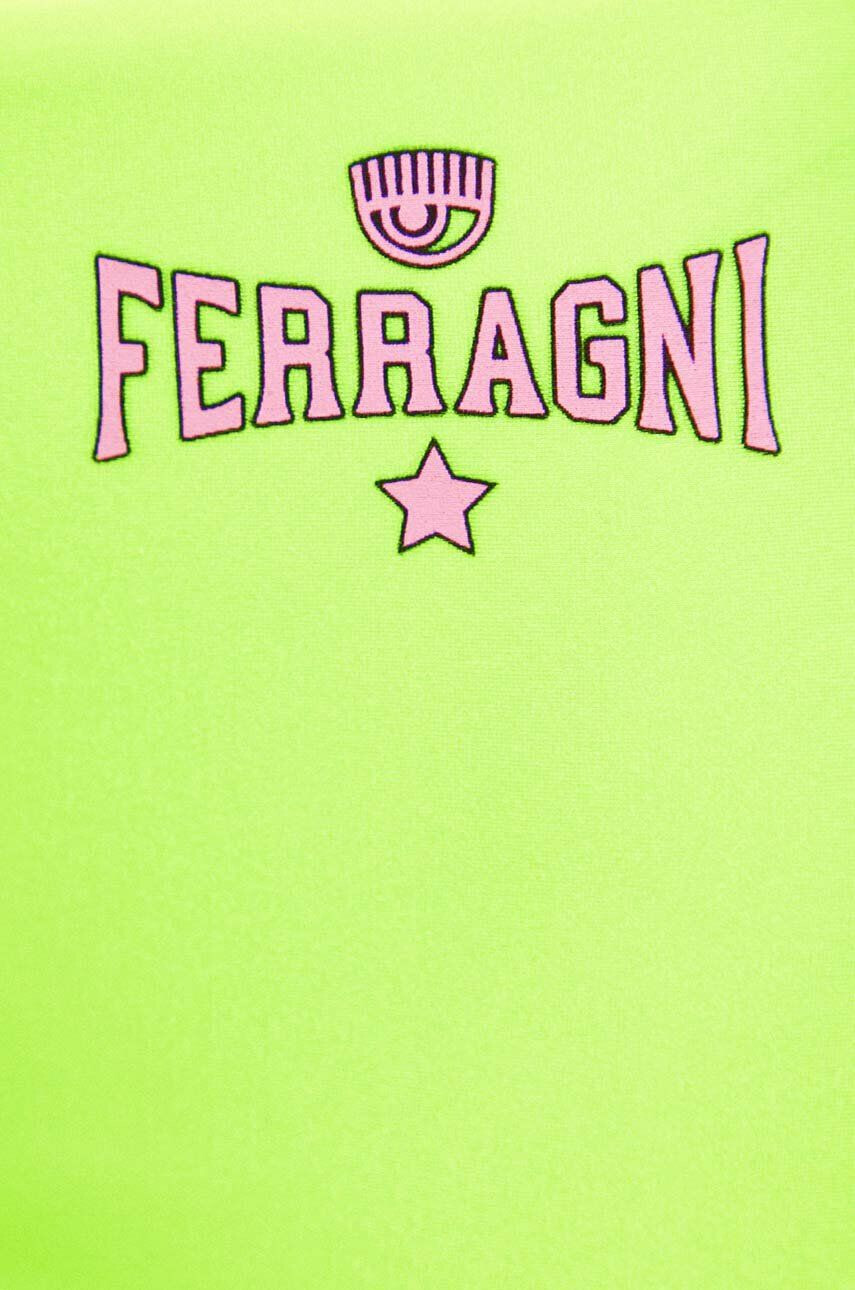 Chiara Ferragni pantaloni scurti Ferragni Stretch femei culoarea verde cu imprimeu medium waist - Pled.ro