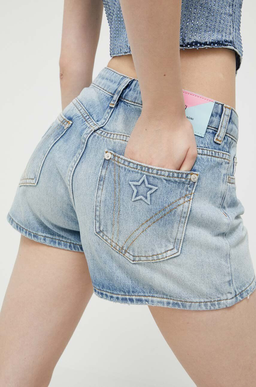 Chiara Ferragni pantaloni scurti jeans Eye Star femei neted high waist - Pled.ro