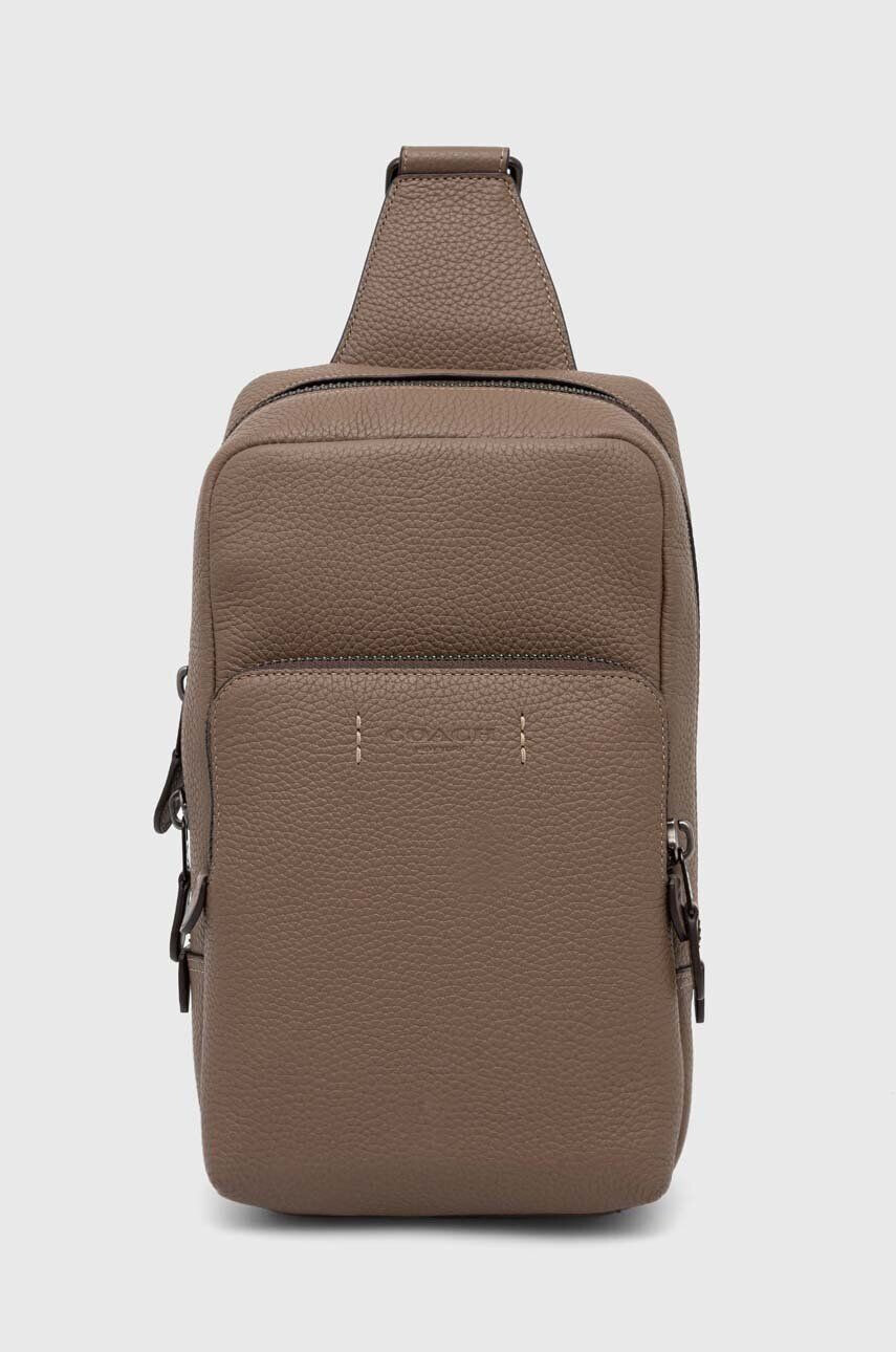 Coach borseta de piele culoarea gri - Pled.ro