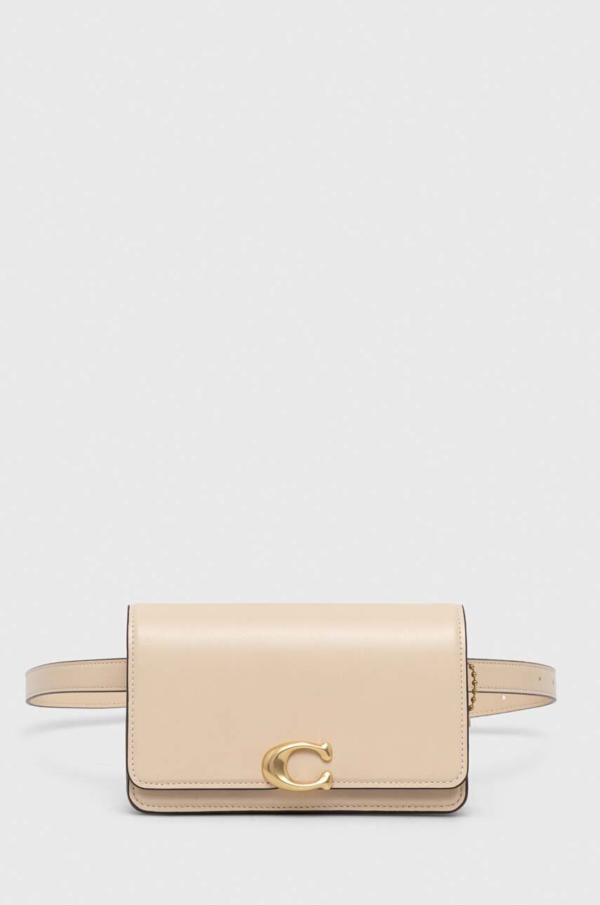 Coach borseta de piele Bandit Belt Bag culoarea bej - Pled.ro