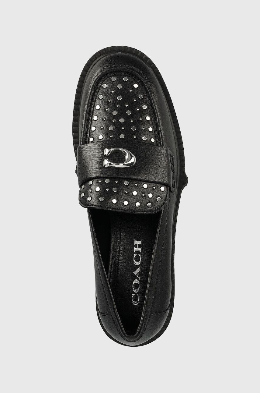 Coach mocasini de piele Ce309 Leela Stud Leather femei culoarea negru cu platforma - Pled.ro