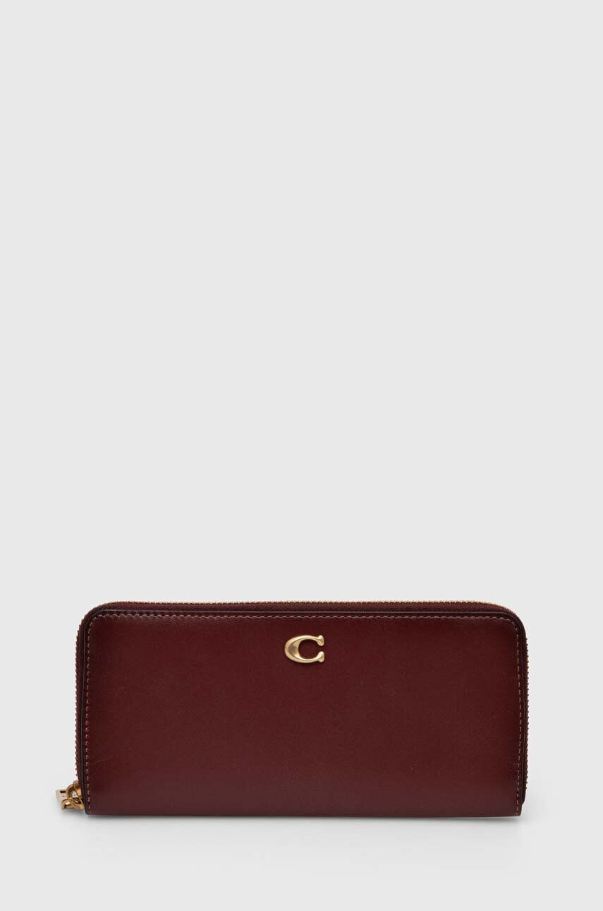 Coach portofel de piele femei culoarea bordo - Pled.ro